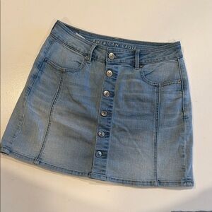 American Eagle Outfitters Denim Button-Front Mini Skirt